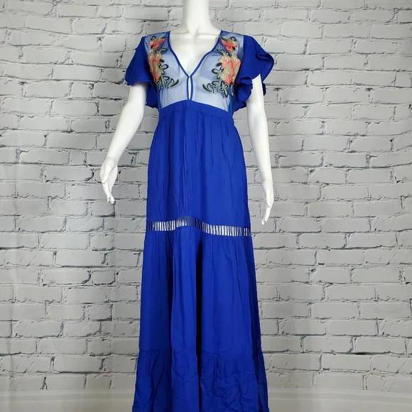 Cleobella Amery Maxi Dress in Blue - Picture 3 of 12